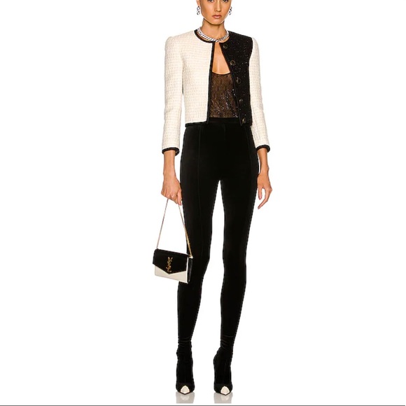 ❌SOLD❌ Saint Laurent Velvet Phantom Pantaboots Nero & Pearl WAIST 34 \ SHOES 38 - Picture 5 of 17